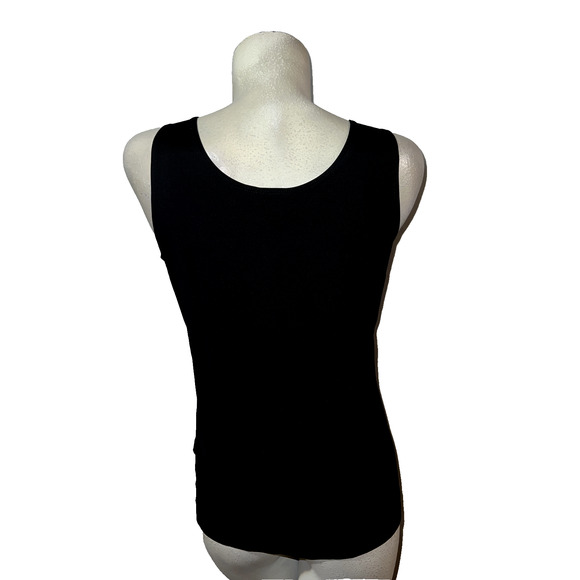 Chico's Top Size L (2) Black Stretch Wide Strap Basic Scoop Neck Popover Tank - Picture 5 of 6